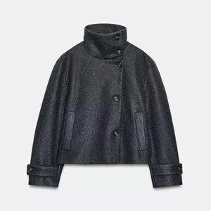 Zara Dark Gray Short Pea Coat